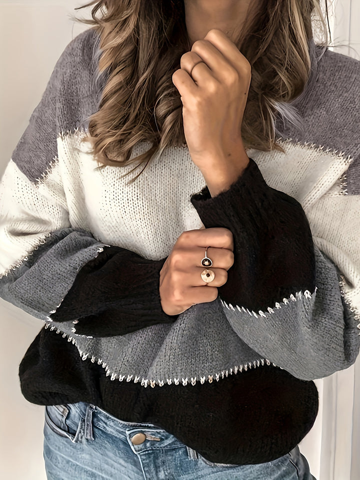 Noelia™ | Moderne Colorblock Striktrøje